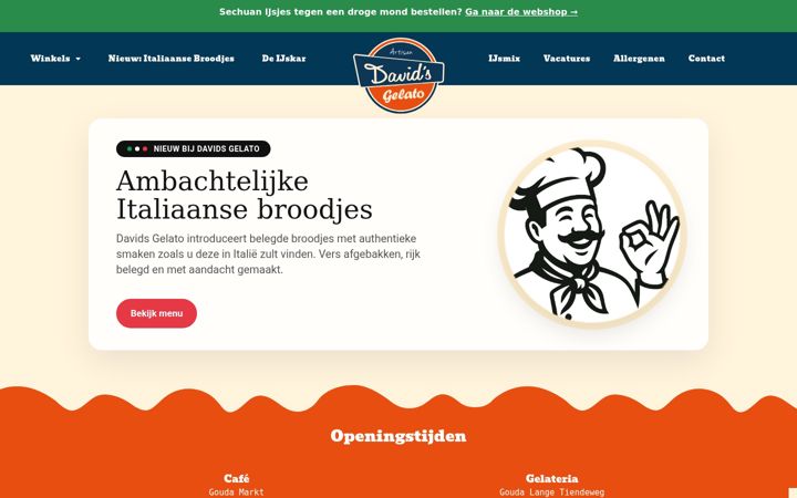 Screenshot van davidsgelato.nl