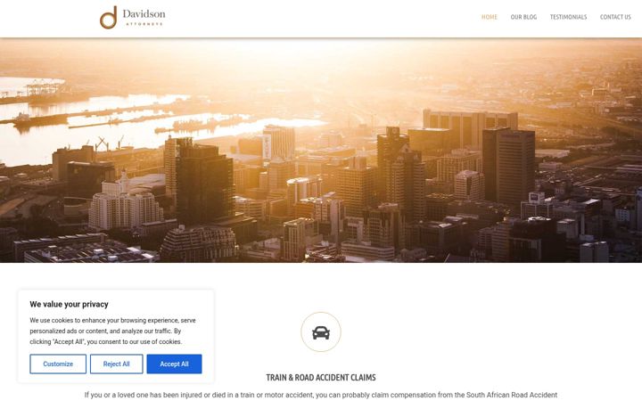 Ekrānuzņēmums no davidsonattorneys.co.za