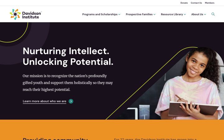 Screenshot of davidsongifted.org