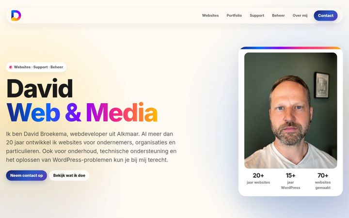 Screenshot van davidwebenmedia.nl