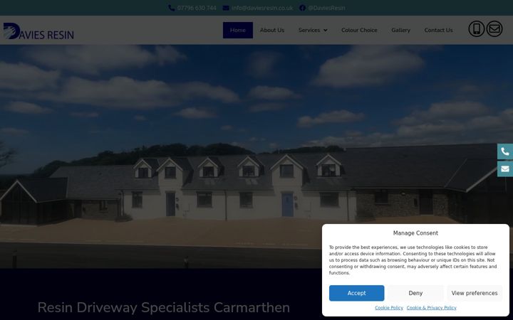 Screenshot of daviesresin.co.uk