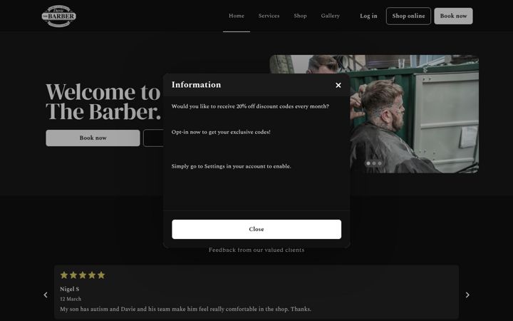 Screenshot of daviethebarber.co.uk