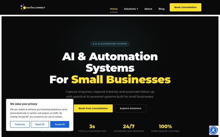 Screenshot of davinaconnect.co.uk