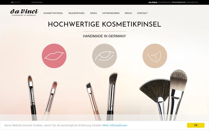 Screenshot of davinci-makeupbrushes.com