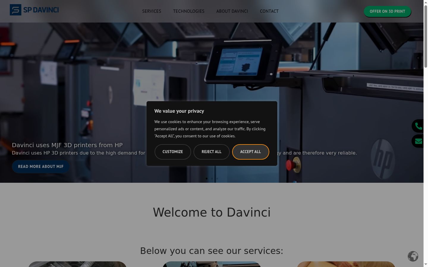 Screenshot of the consent banner shown before any interaction