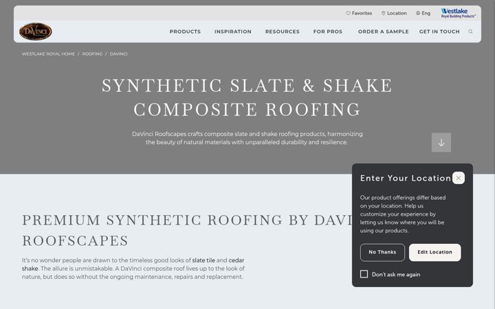 Screenshot of davinciroofscapes.com