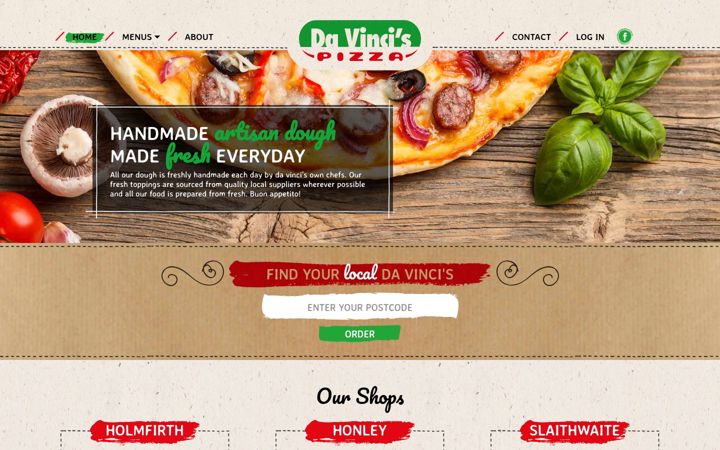 Posnetek zaslona davincispizza.co.uk
