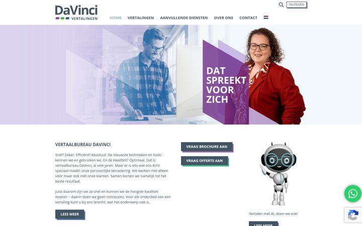 Snímek obrazovky davincivertalingen.nl