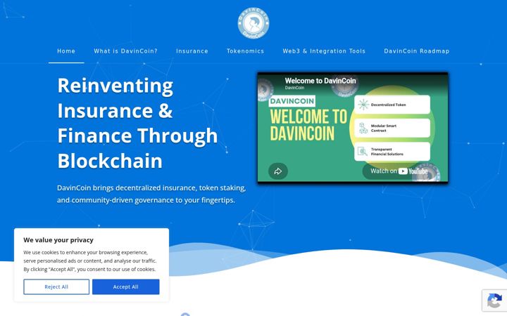 Screenshot of davincoin.com
