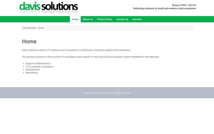 Posnetek zaslona davis-solutions.co.uk