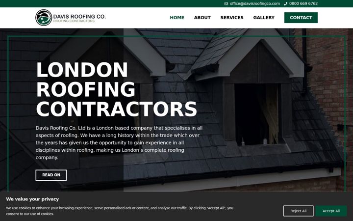 Screenshot of davisroofingco.com