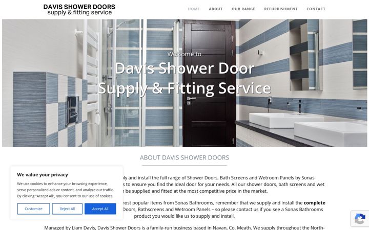 Screenshot di davisshowerdoors.ie