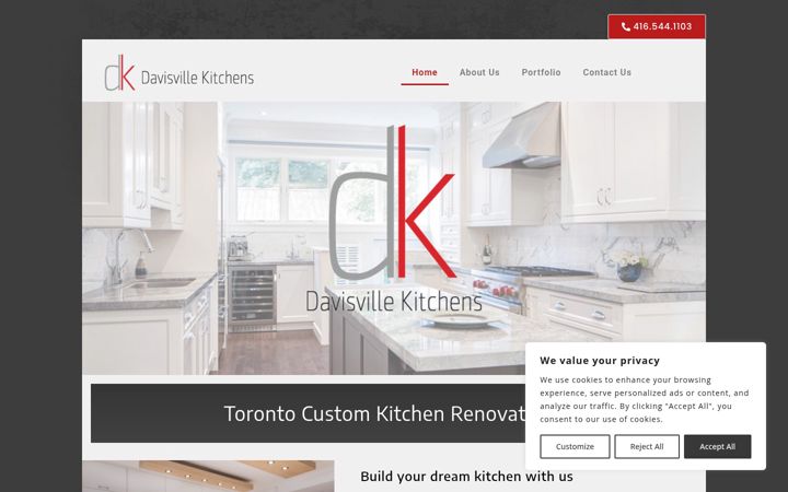 Screenshot of davisvillekitchens.com