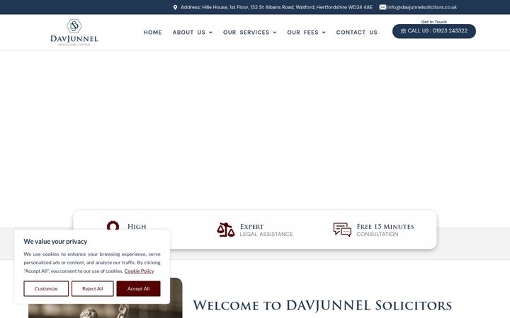 Screenshot di davjunnelsolicitors.co.uk