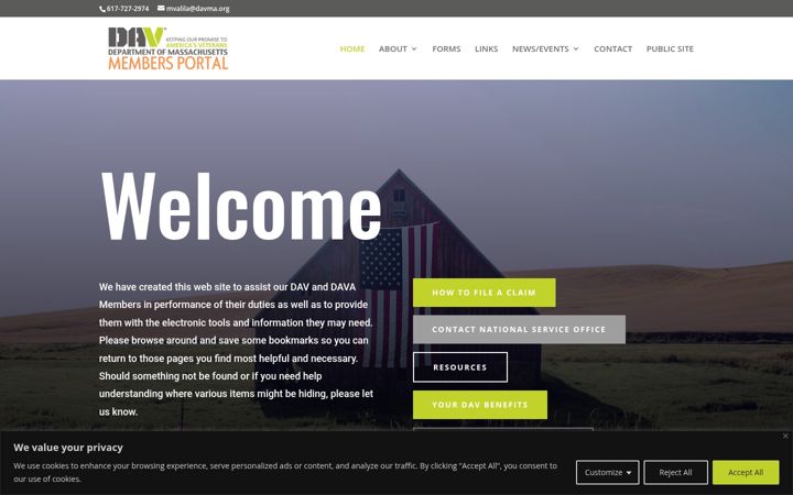 Screenshot of davmamembers.org