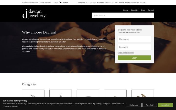 Screenshot of davranjewellery.co.uk