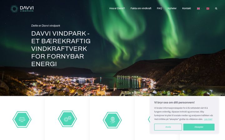 Screenshot of davvivindpark.no