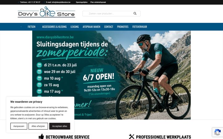 Screenshot of davysbikestore.be