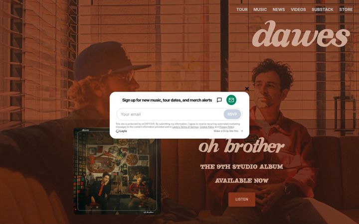 Screenshot of dawestheband.com