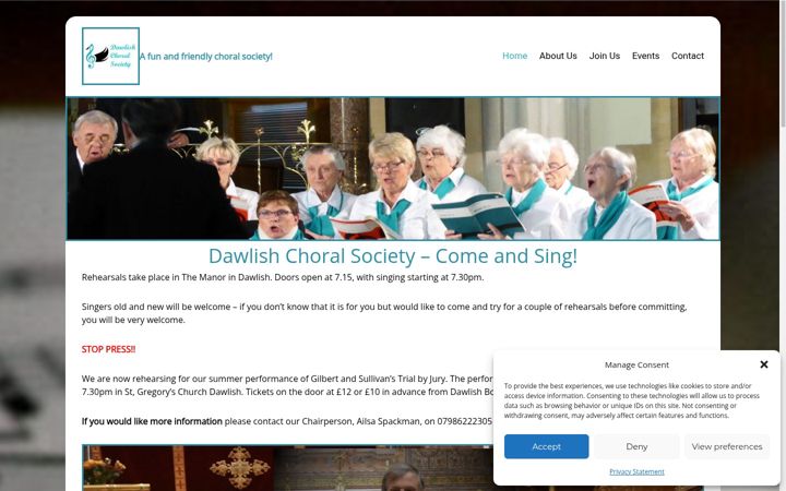 Screenshot of dawlishchoralsociety.org