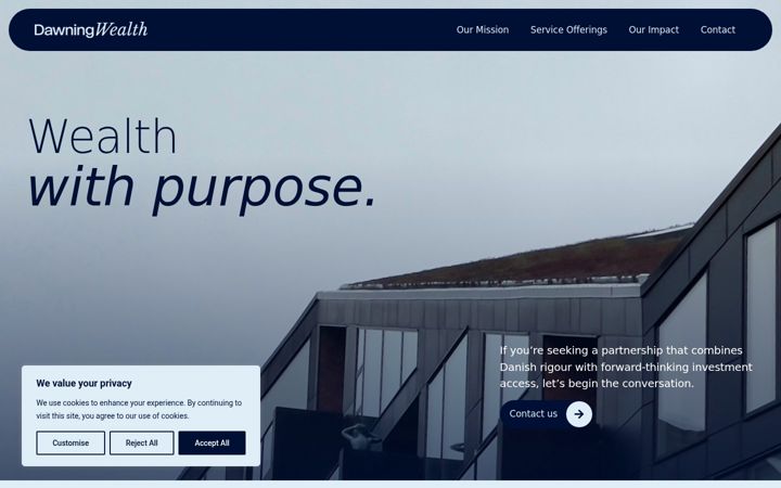 Screenshot of dawningwealth.com