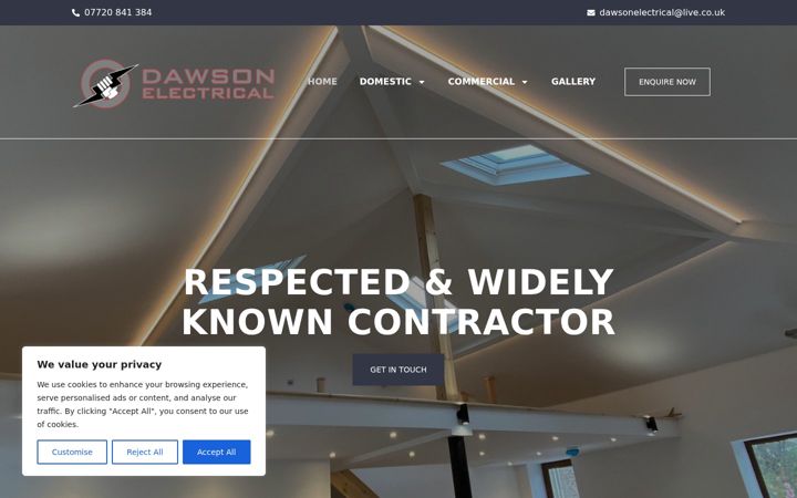 Captura de ecrã de dawson-electrical.co.uk