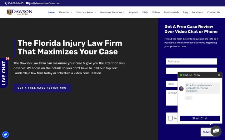 Screenshot of dawsonlawfirm.com