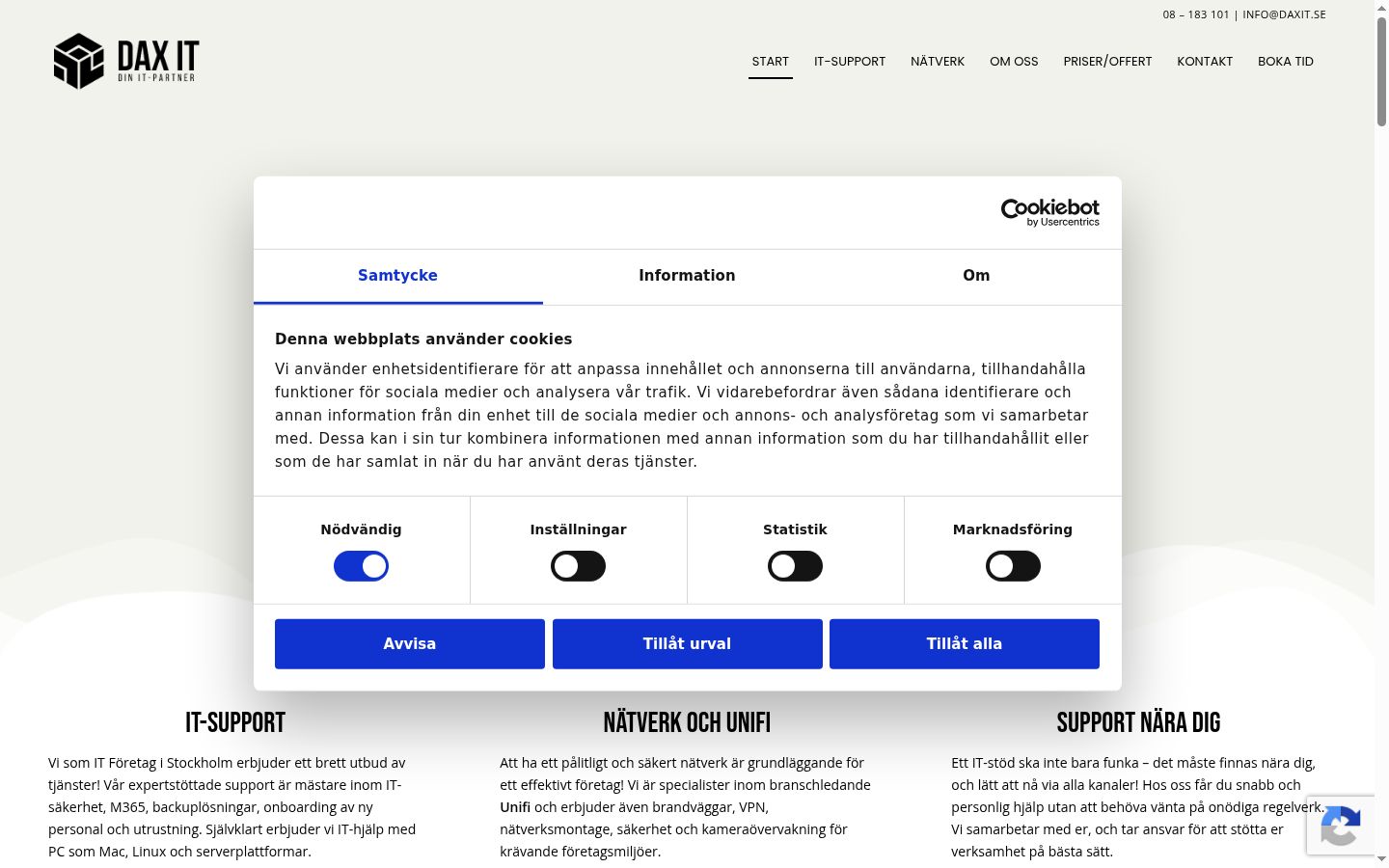 Screenshot tal-banner tal-kunsens muri qabel kwalunkwe interazzjoni
