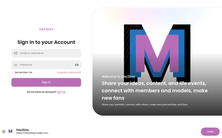Screenshot of day2daymodel.com