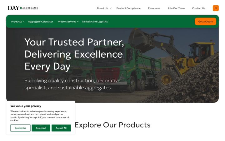 Ekrano kopija dayaggregates.co.uk