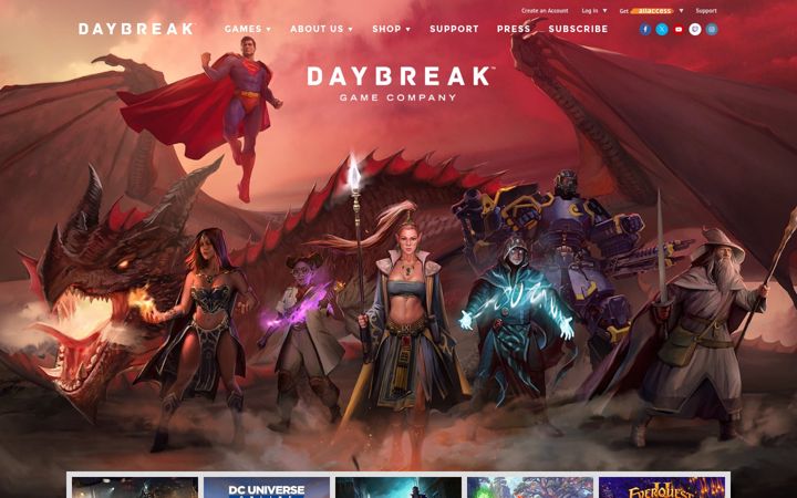 Snímek obrazovky daybreakgames.com