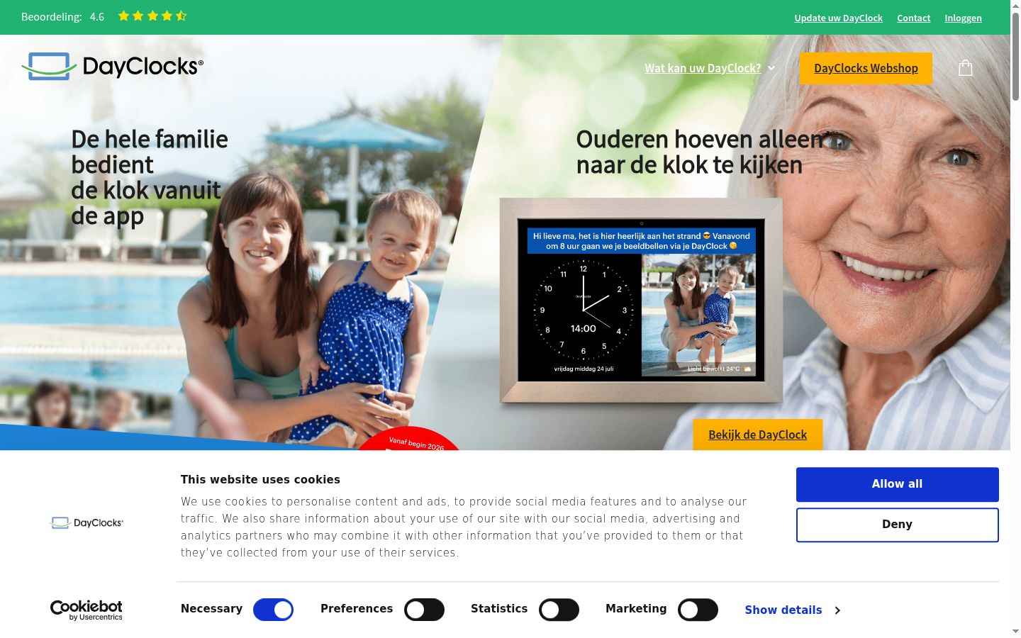 Screenshot van de toestemmingsbanner zoals getoond vóór enige interactie