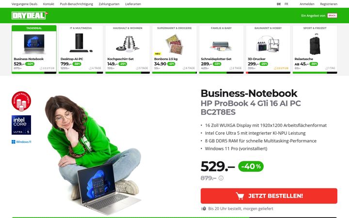 Snímek obrazovky daydeal.ch