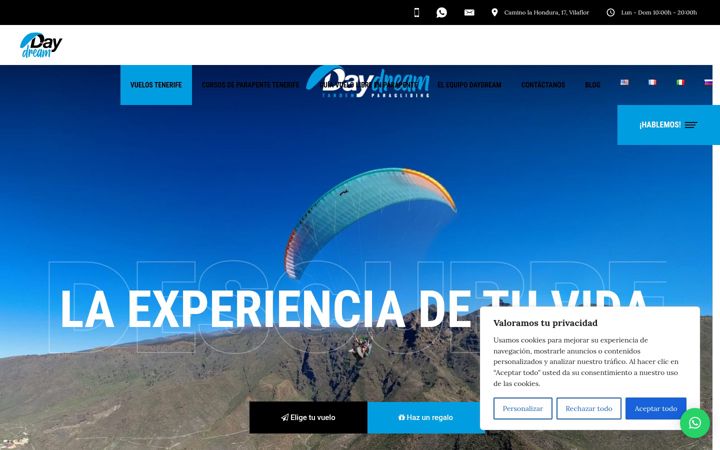 Zrzut ekranu daydreamparagliding.es