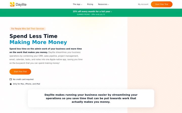 Ekrānuzņēmums no daylite.app