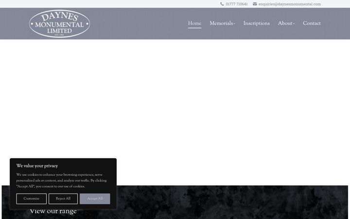 Screenshot of daynesmonumental.com