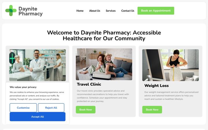 Screenshot of daynitepharmacy.co.uk