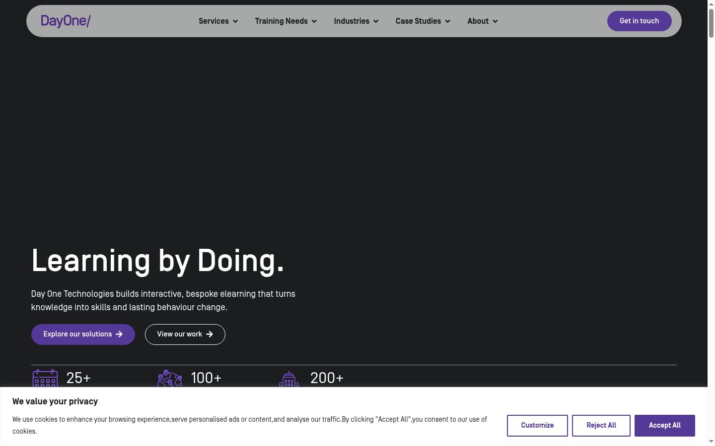 Screenshot of the consent banner shown before any interaction