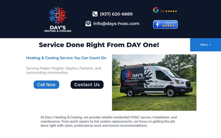 Screenshot of days-hvac.com