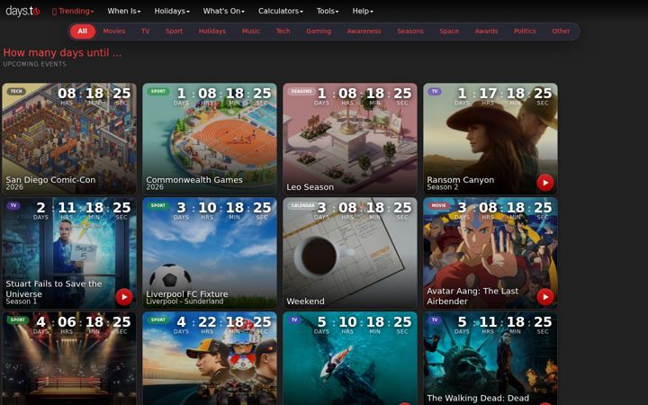 Screenshot of days.to