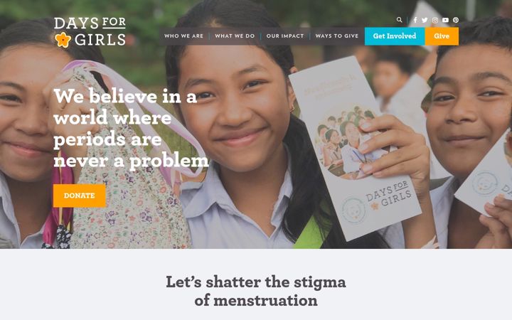 Screenshot of daysforgirls.org