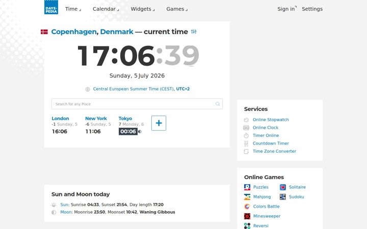 Screenshot of dayspedia.com