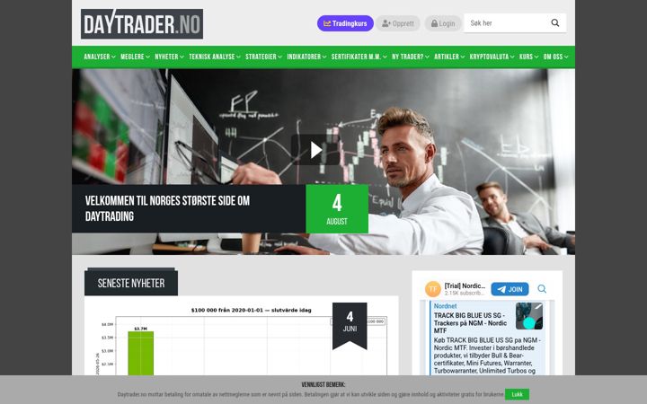 Screenshot stránky daytrader.no
