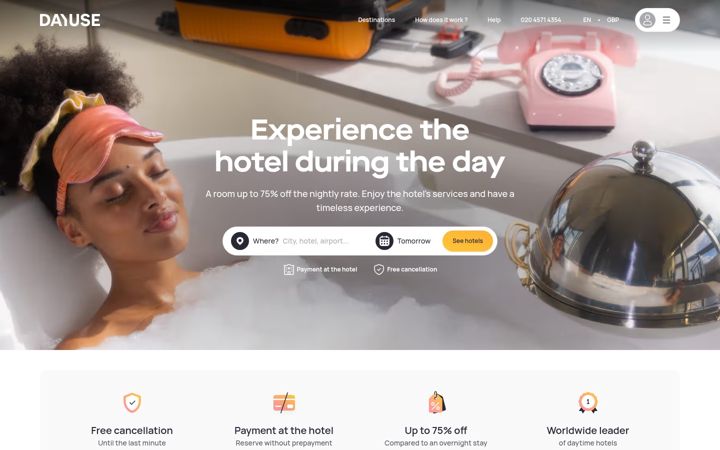Screenshot of dayuse.co.uk