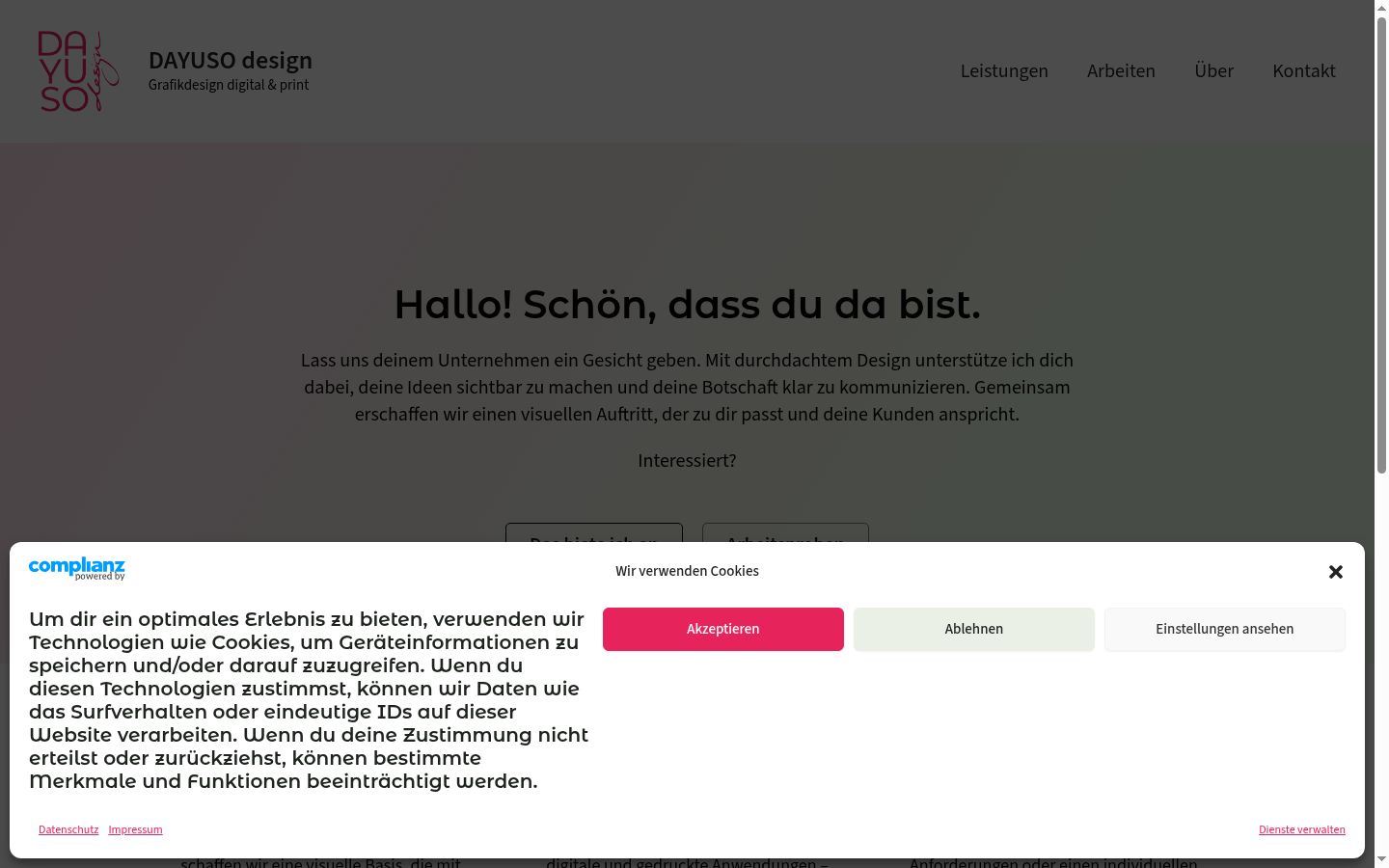 Screenshot of the consent banner shown before any interaction
