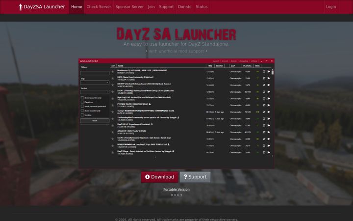 Screenshot of dayzsalauncher.com