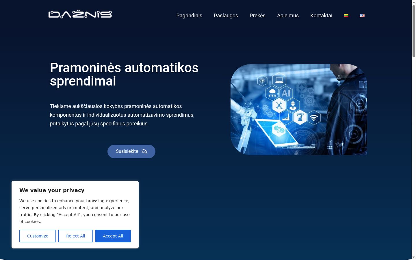 Capture d'écran de la bannière de consentement affichée avant toute interaction