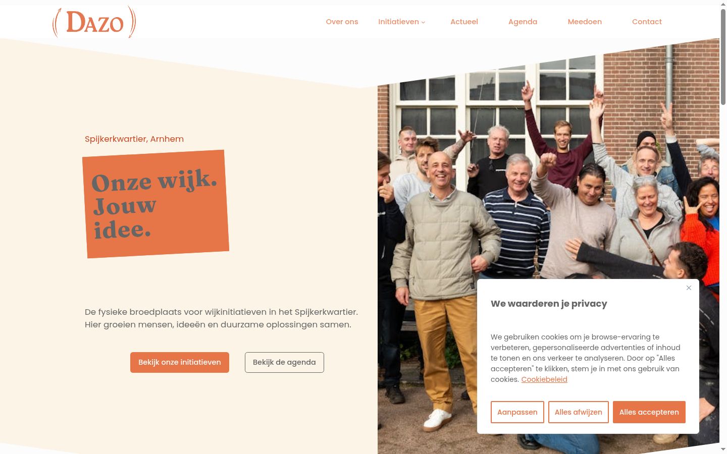 Screenshot van de toestemmingsbanner zoals getoond vóór enige interactie
