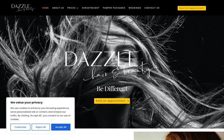 Screenshot of dazzlehairandbeauty.com