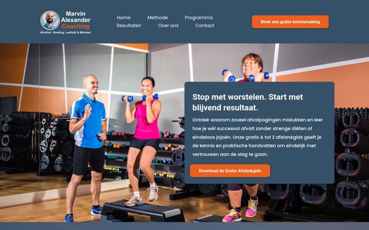 Screenshot van dazzlepersonaltraining.nl